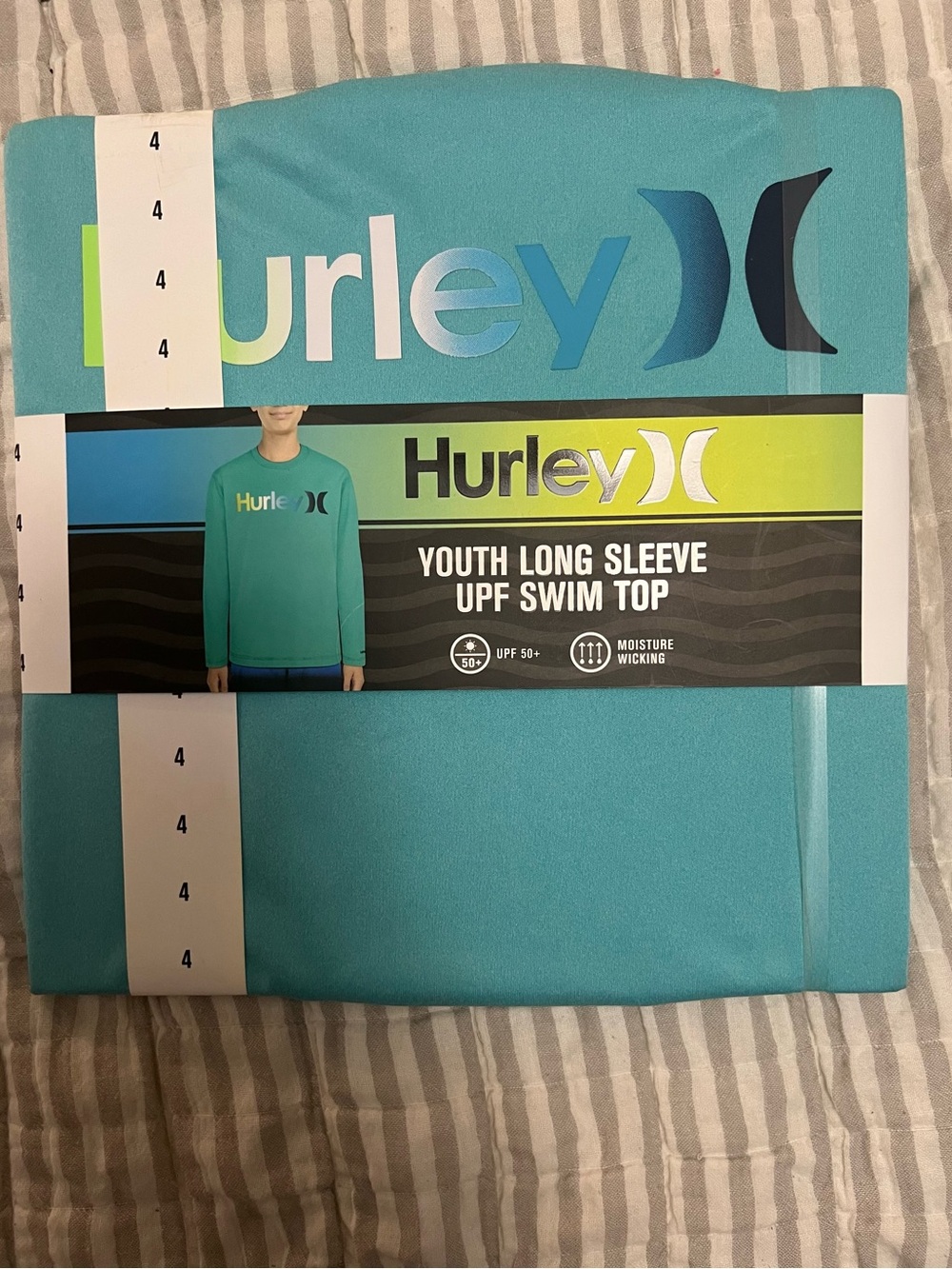 Hurley Youth Long Sleeve Swim Top Teal Blue